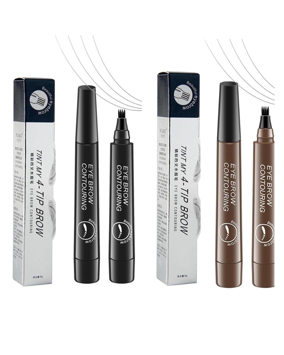 Eyebrow Pencil, Waterproof Microblading Eyebrow Pencil with a Micro-Fork Tip Applicator Creates Black Fine Sketch Liquid Eye Brow Tattoo Tint Pen (brown) (Black And Brown Combo)