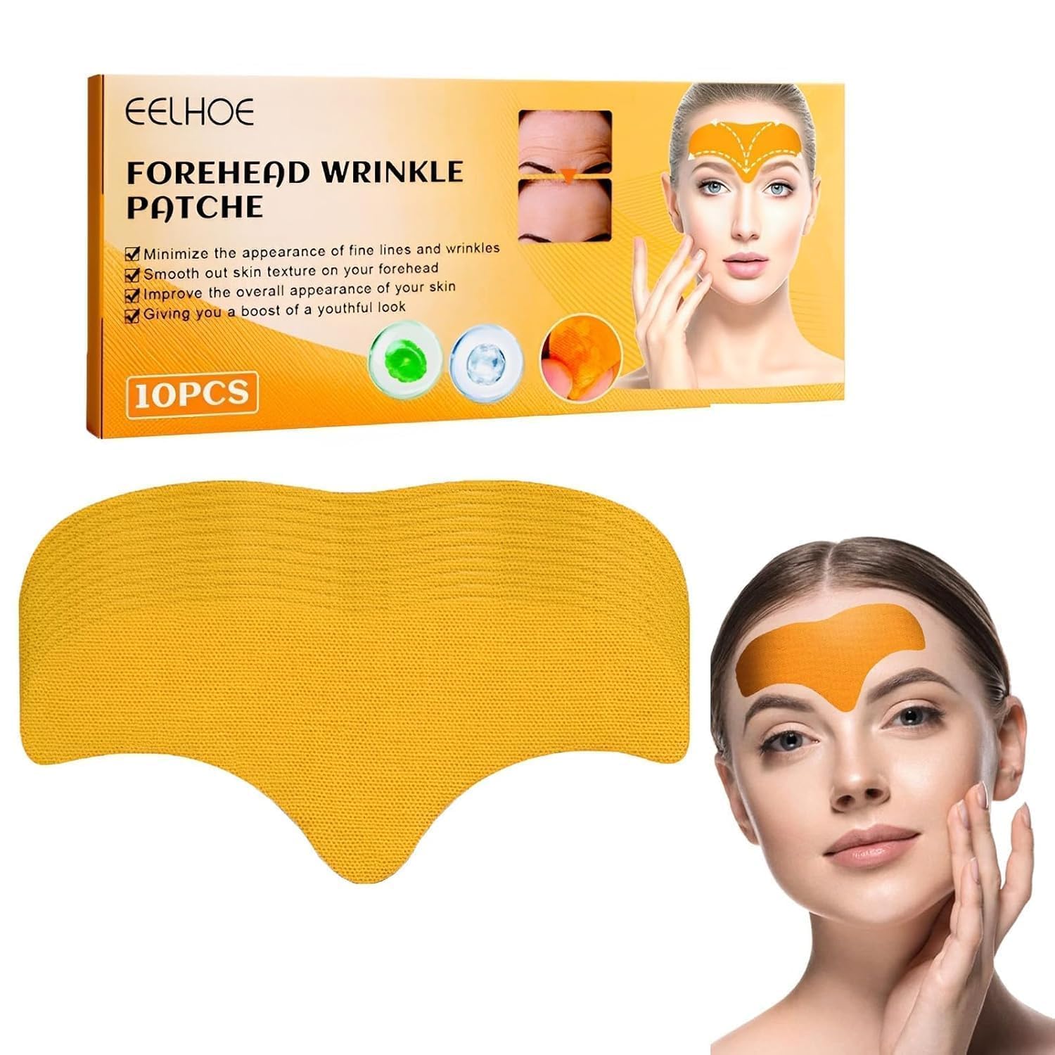 10 Pcs Forehead Wrinkle Patch Anti-Wrinkle Forehead Pads - Smooth Face Mask With Hydrolysed Collagen Face Treatment Multipurpose Anti-Aging Forehead Mask For Men & Women (10 Pcs)