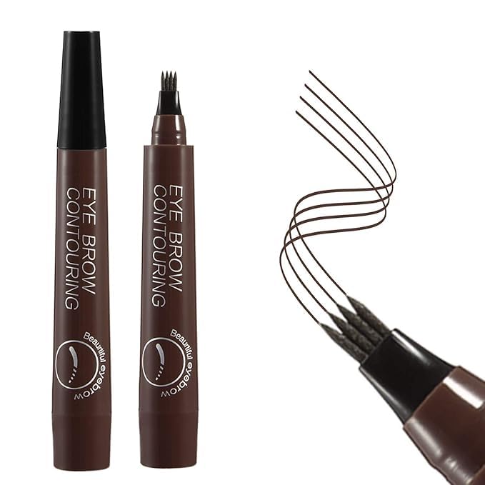Eyebrow Pencil, Waterproof Microblading Eyebrow Pencil with a Micro-Fork Tip Applicator Creates Black Fine Sketch Liquid Eye Brow Tattoo Tint Pen (brown)
