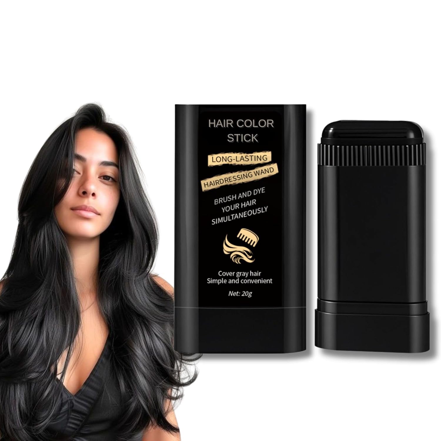 New Hair Color Comb Stick for Men & Women - Waterproof & Sweatproof Grey Hair Coverage - Easy Application, Natural Color, Safe Formula - Instant Touch Up for Fuller, Denser Look - 20 gram