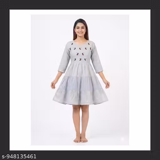 SAIVRITI's 100% PURE COTTON DRESSE FOR WOMEN | TRENDING DRESSES FOR WOMEN (BLUE)