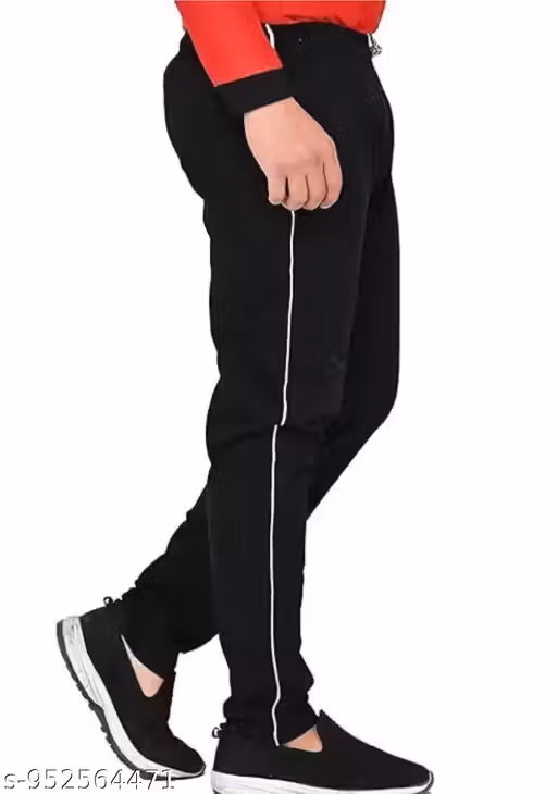 Mens Printed Black Track Pant