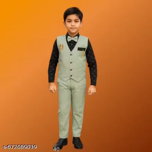 ARIES FESTIVE Boys Formal Party Wear Suit, Wedding Shirt Waistcoat with Pant Set for Kids