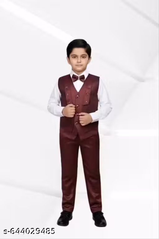 Aries Festive Boys Festive & Party Wear Formal Shirt Waistcoat Pant Set | Kids Wedding Ethnic 3 Piece Suit