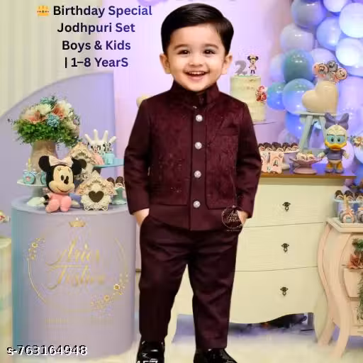 Aries Festive Boys 2 Piece Jodhpuri Suit Blazer & Trousers