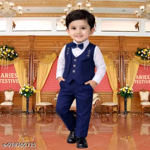 ARIES FESTIVE Kids Boys Waistcoat Suit Set 3 Piece Formal Outfit Shirt Pant Vest for Wedding Party Birthday Festive Wear 1-8 Years