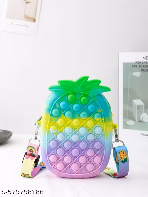 Cute Pineapple Shape Pop It Sling Bag for Kids – Multicolor