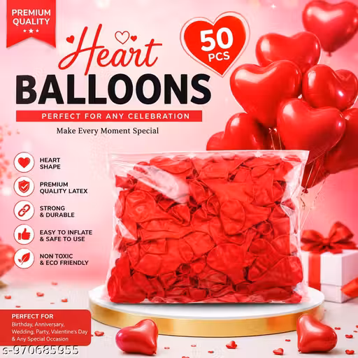 50 pcs Heart Balloon Red Colour