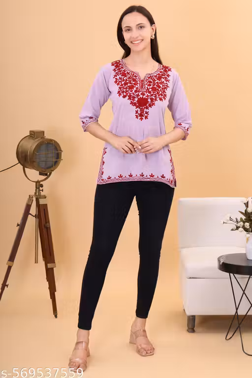 iKRABIB Women's Kashmiri Embriodered Short Kurti