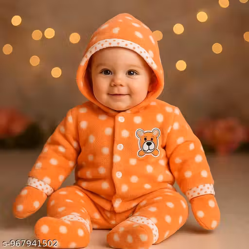 Baby Winter Fleece Hooded Romper with Mittens & Footed Design – Soft Plush Newborn Jumpsuit