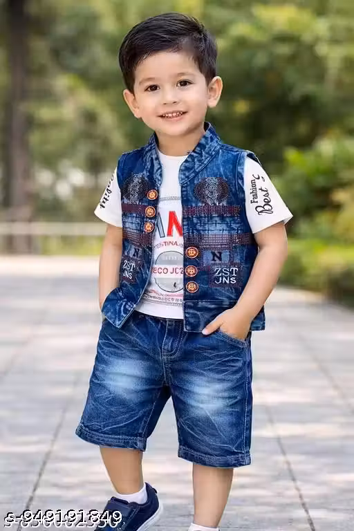 3 piece denim clothing set with jacket