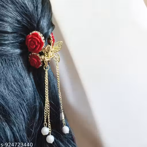 Elegant Red Rose Hair Claw Clutcher for Women | Floral Hair Clip | Stylish Hair Accessory