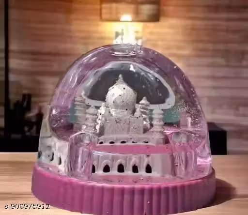 Taj Mahal water glitters figurine, miniature gift item for home, office decor, gifts and decor transparent showpiece, (black, pack of 1)