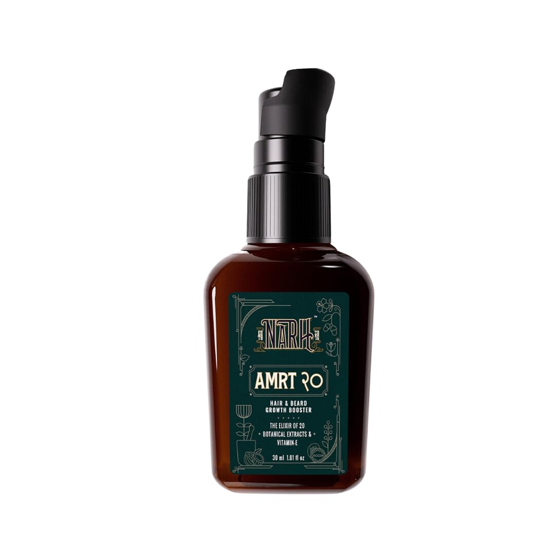 NARH AMRT 20 | Hair & Beard Oil for Men | Retro Spice Fragrance | Powered by 20 Natural Ingredients | Hibiscus Extract, Amla Oil & Bhringraj for Hair & Beard Growth, Dandruff free, Soft Beard, 30ml
