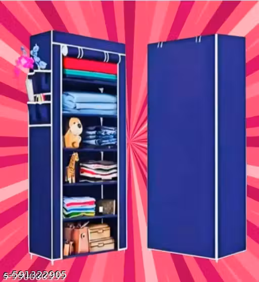 store 6 Shelves Shoe Rack Plastic with Zip Door Cover & Side Pockets, Multiuse Storage Rack for Footwear, Toys, Clothes with Dustproof Cover (6 Shelves, Plastic) (Blue 6 LAYER)
