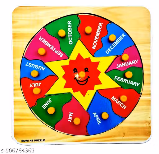 EL SMO Wooden Month Learning Puzzle Board Educational Alphabet Tray Toy Pre-School Learning Kit