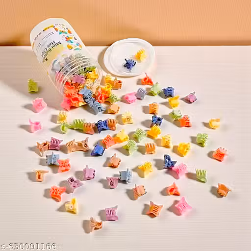 Pack of 60 Mini Multicolor Plastic Hair Clutcher | Cute Small Hair Claw Clips | Girls Women Juttu Clipu Jada Klipu Combo