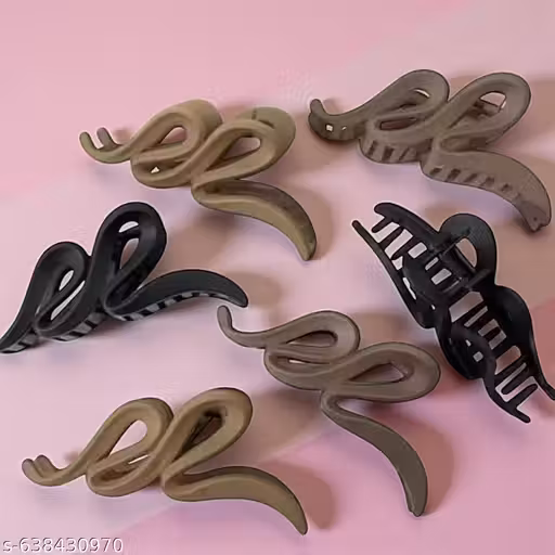 Freebies Premium Matte Hair Claw Clip For Girls Women | Wave Shape Hair Accessories | Heavy Grip Clutcher | Office College Daily Clip | Trending Hair Clip Set (Pack of 4)