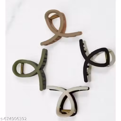 Freebies 3 Pcs Matte Hair Claw Clips Set | Medium Size, Dual Color Design, Stylish & Secure Hair Clips for Women, Random Colors