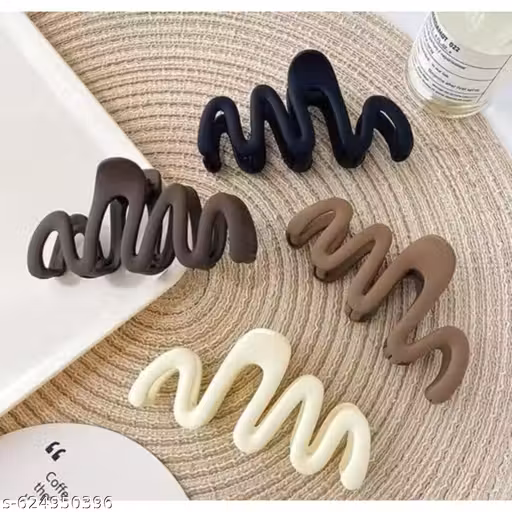 Pack of 3 Wave Shape Matte Hair Claw Clip | Strong Grip | Non Slip | Big Thick Hair Clutcher | Girls Women Stylish Daily Wear Hair Accessories
