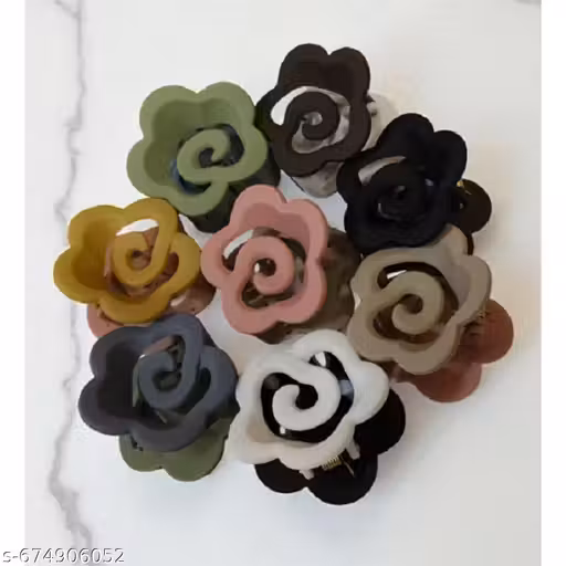Freebies pack of 3 Double Shade Flower Hair Claw Clips for Women & Girls – Matte Nonslip Clamps with Strong Hold for Thick & Thin Hair, Neutral Mini Hair Accessories for Everyday Styling