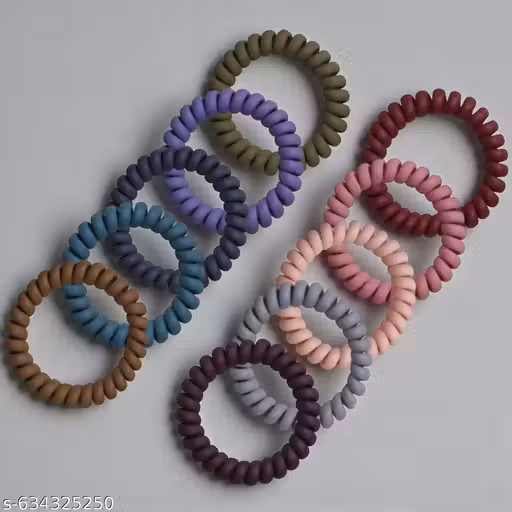Spiral Hair Rubber Band Pack of 10 | Anti-Tangle Coil Hair Tie | Smooth Soft Hair Coils | Stretchable Hair Tie | Women Girls Daily Hairstyle Accessory