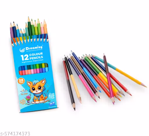 Dreamizy super stylish so comfortable draw and color pencils pack of 12 pencils with 24 colors -Double Sided