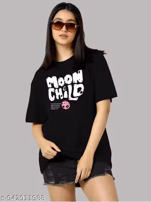 Stylish Printed Oversized Women's T-shirt brown oversize typography tshirt for girls womens