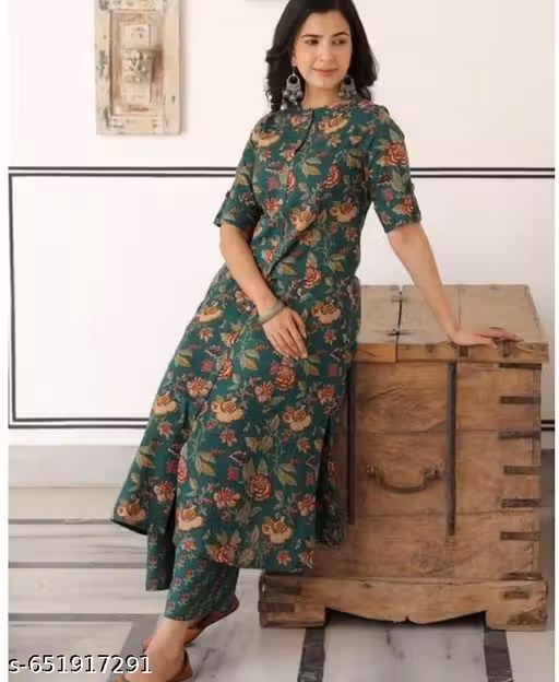 Women's Floral Print Rayon Kurti and Palazzo Set