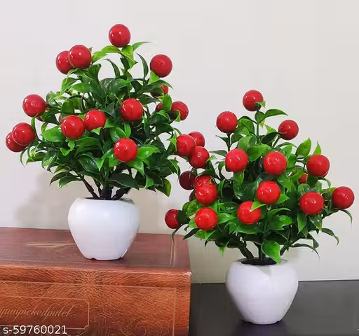 Artificial Sun Flower Multi Color Plant with Pot for Home and Office Decor | Artificial Flower with Pot Beautiful Green Flower and Plastic Pot (Pack of 2)