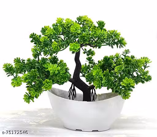 Artificial Bonsai Plants with Pots for Home Office Indoor Decor (Green Flowers Bonsai Tree) | Artificial Potted Plant for Home Dining-Table Office Decoration
