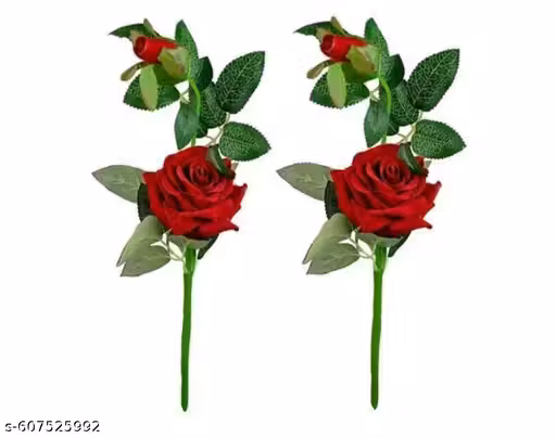 Smart Savers Artificial Rose Stick with bud 2pcs for Home Office Diwali Decoration Gift for her/him.