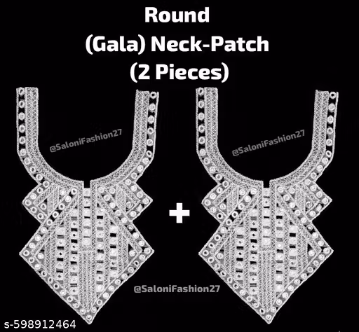Stylish Mirror Work Neck Patch Combo – Blouse/Kurti Design (2 Pieces)