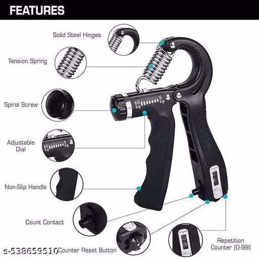 GYM ACCESSORIES| FINGER EXERCISER|EQUIPMENT FOR HAND|GYM EQUIPMENT|FOREARM EXERCISER 60KG|ADJUSTABLE RESISTANCE 10-60KG|HAND GRIPPER FOR MEN AND WOMEN|FINGER EXERCISER POWER GRIPPER|COUNTER IN HAND GRIPPER| COUNTER