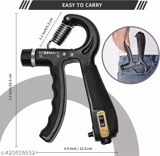 Exercise Tool Hand Gripper - Hand Gripper 60 kg with Counter | Forearm Exercise Equipment Adjustable | Handgripper Forearm Grip for Men Gym (Adjustable Counter) - PACK OF 1