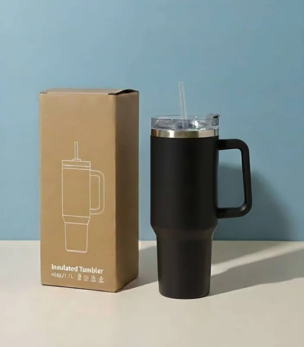 1200ml Thermal Mug Stainless Steel Water Bottle Travel Tumbler Black