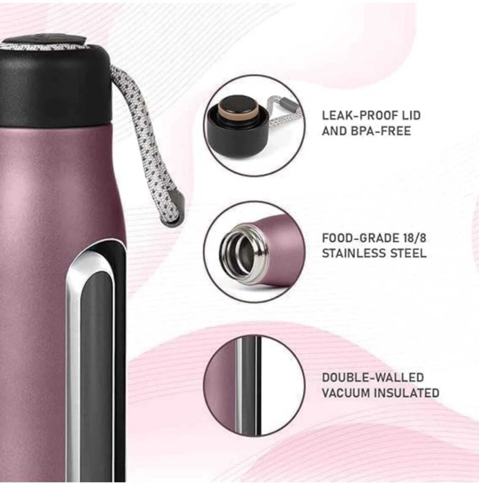 Stainless Steel Vacuum Insulated Water Bottle for Hot & Cold Drinks 550 ml Water Bottle (Set of 1, Multicolor)