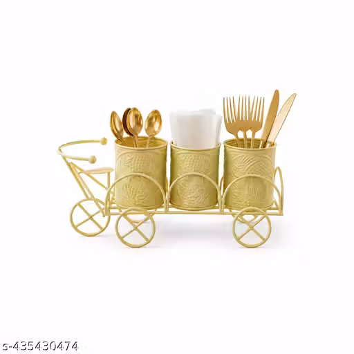 Decorative Cycle Design Cutlery Holder | 3-Section Spoon Stand, Knife & Tissue Organizer for Kitchen/Dining Table