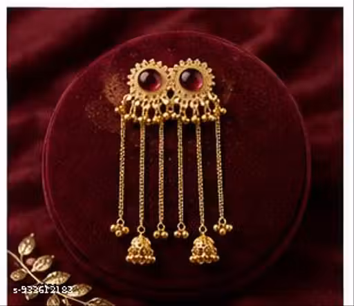 Kashmiri Jhumka Chain Earrings for Women Bridal Party Wear Jewellery (Marun)