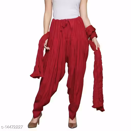Cotoncroton Creations Women's Traditional Red Salwar With Dupatta