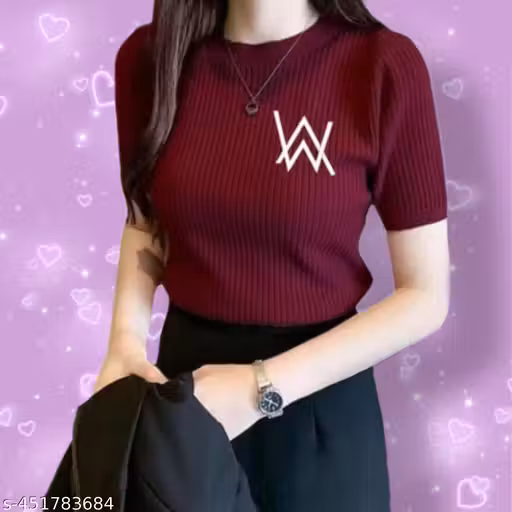 New Tranding Girls Wear New Print Crop Top Round Neck For Girls