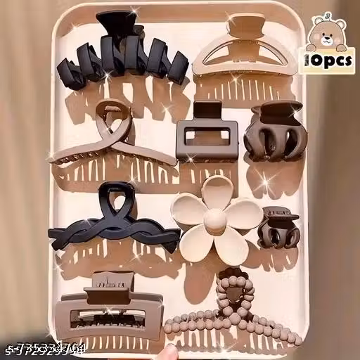 RASHA Matte Finish Hair Clutcher Set for Women Stylish Hair Clips For Girls daily use hair Accessories (Pack of 10)