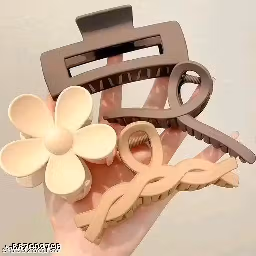 RASHA 4 Set Hair Claw Clip Brown Set Strong Matte Hair Accessories For Girls and Women