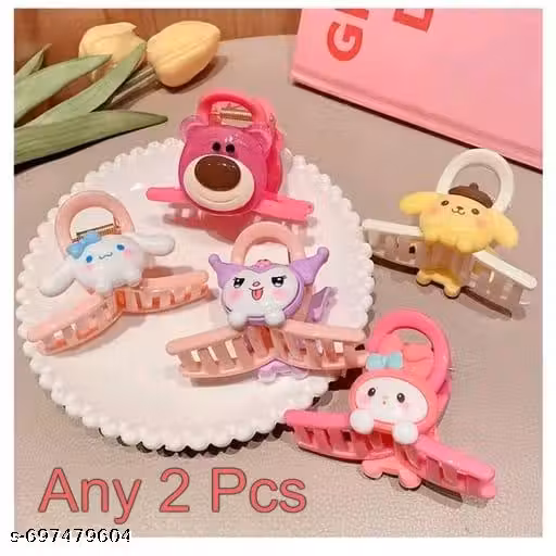 RASHA 4 Pcs Hair Claw Frosted Matte Thick Color Cute Cartoon Hair Clips For Girls | Animal Bear Hair Grips For Girls & Women Hair Accessories, Random Colors & Design will come Multicolor