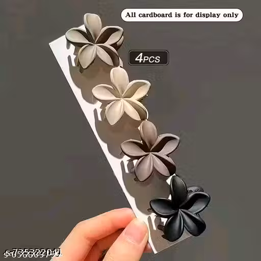 RASHA 4 Pcs Women's Matte Flower Hair Clips Pack of 4 Pcs