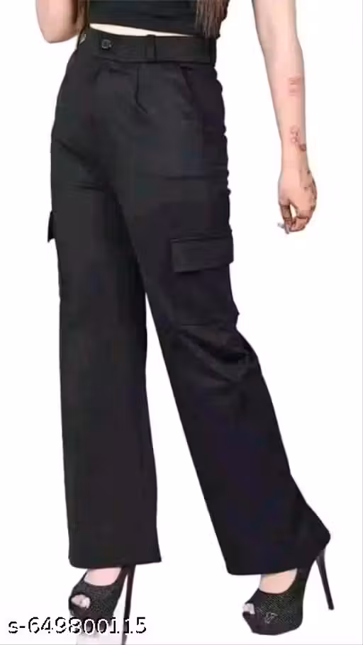 Women Premium Cotton Wide Leg 4 Pocket Cargo/Trousers | Relaxed Fit