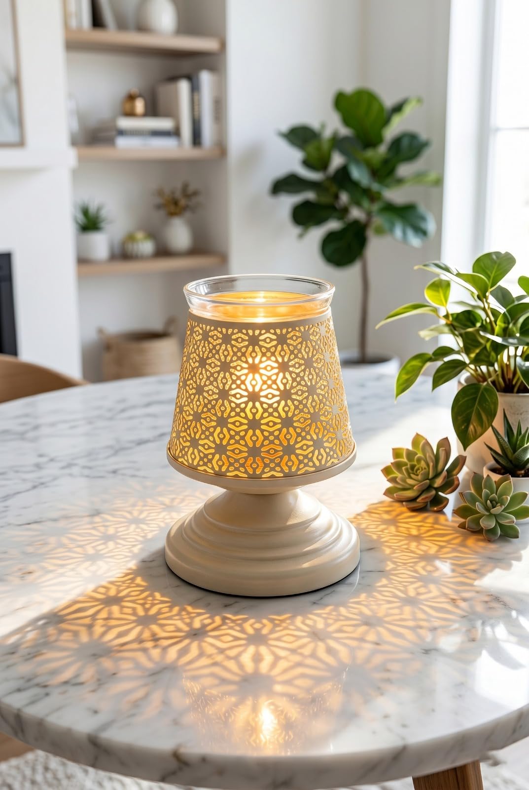 Metal Aroma Diffuser Burner with 10 ml Lemon Grass Aroma Oil with 2 Extra Bulb Diffuser Oil Burner Lamp for Fragrance - 10 x 10 x18 CM