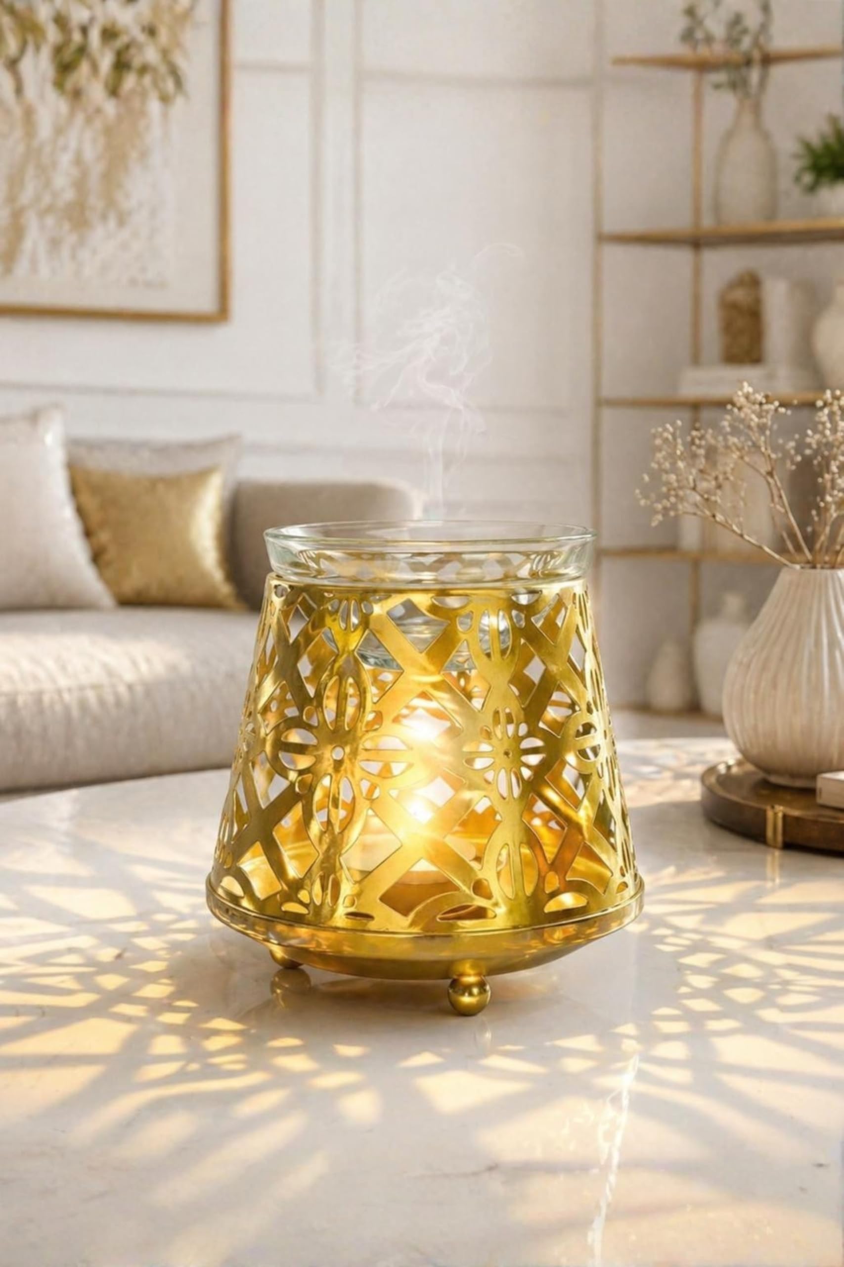 Decorative Aroma Oil Burner | Tea Light Oil Warmer for Home Fragrance with Tea Light Candle and Aroma Oils Made by Galvanized Metal