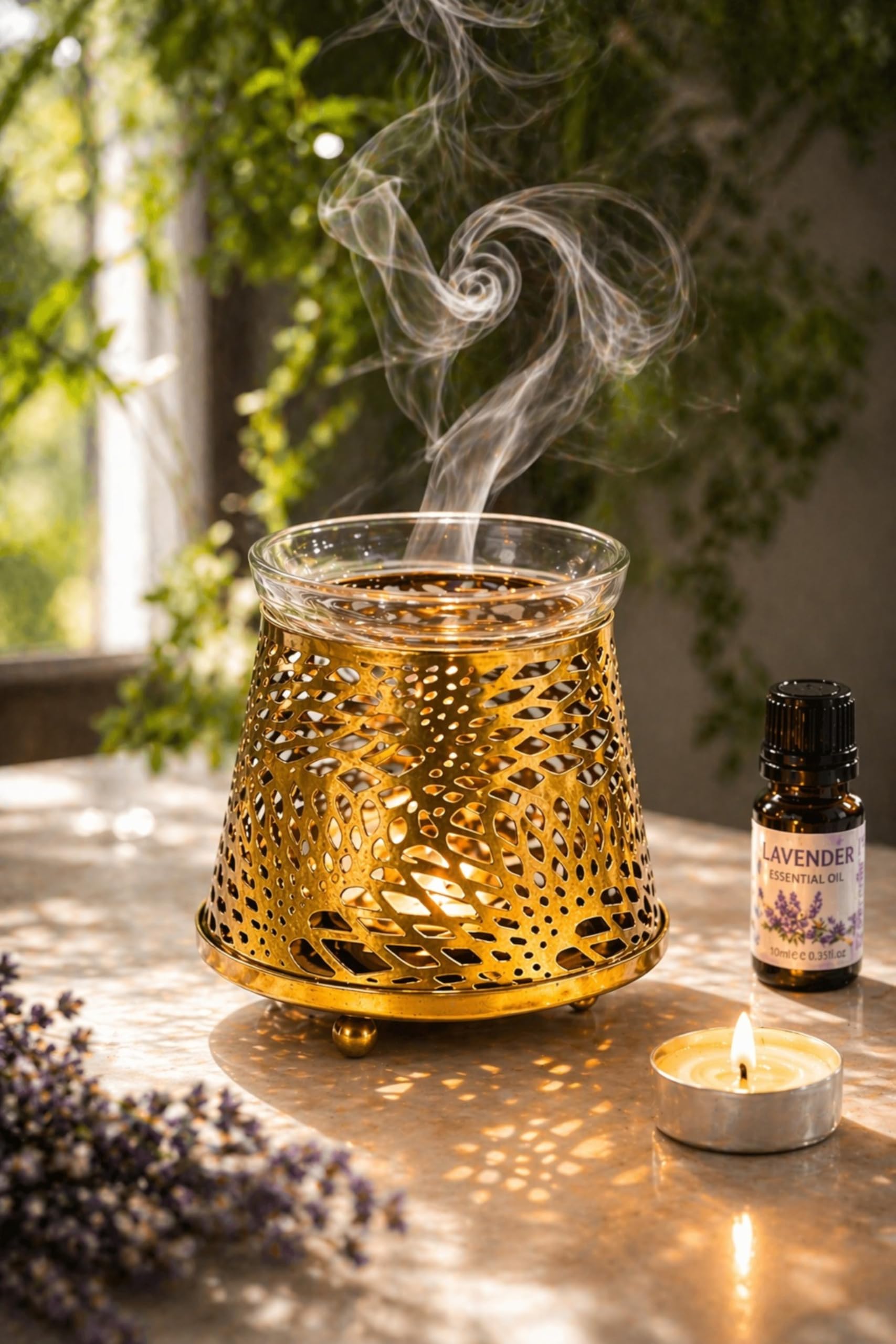 Elegant Aroma Oil Burner | Tea Light Oil Warmer for Home Fragrance with Tea Light Candle and Aroma Oils Made by Galvanized Metal