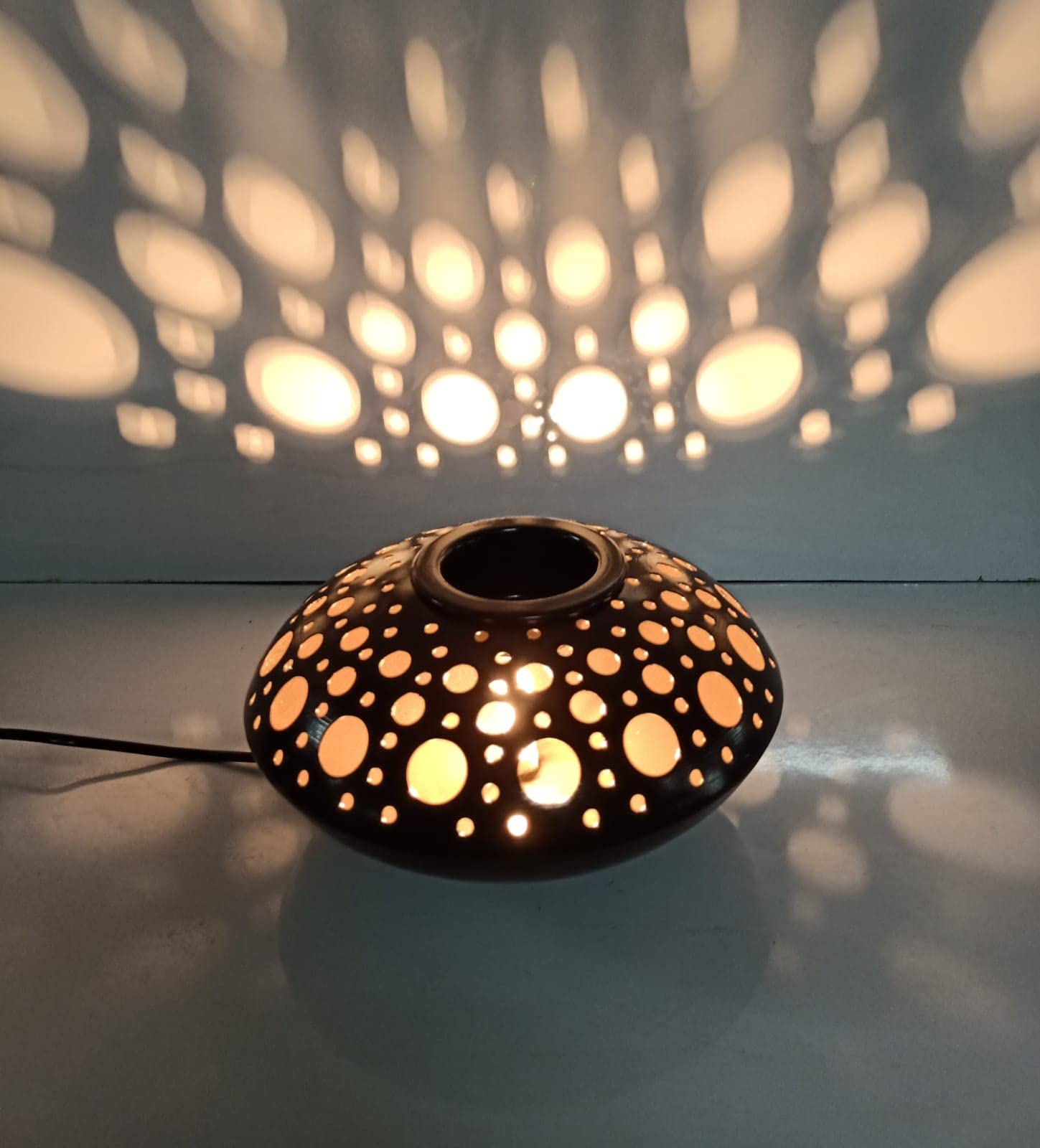 Decorative Electric Moroccan Style,Aroma Oil Burner (Diffuser) for Home Fragrance with 10ml Aroma Oil Brown_ R 1991